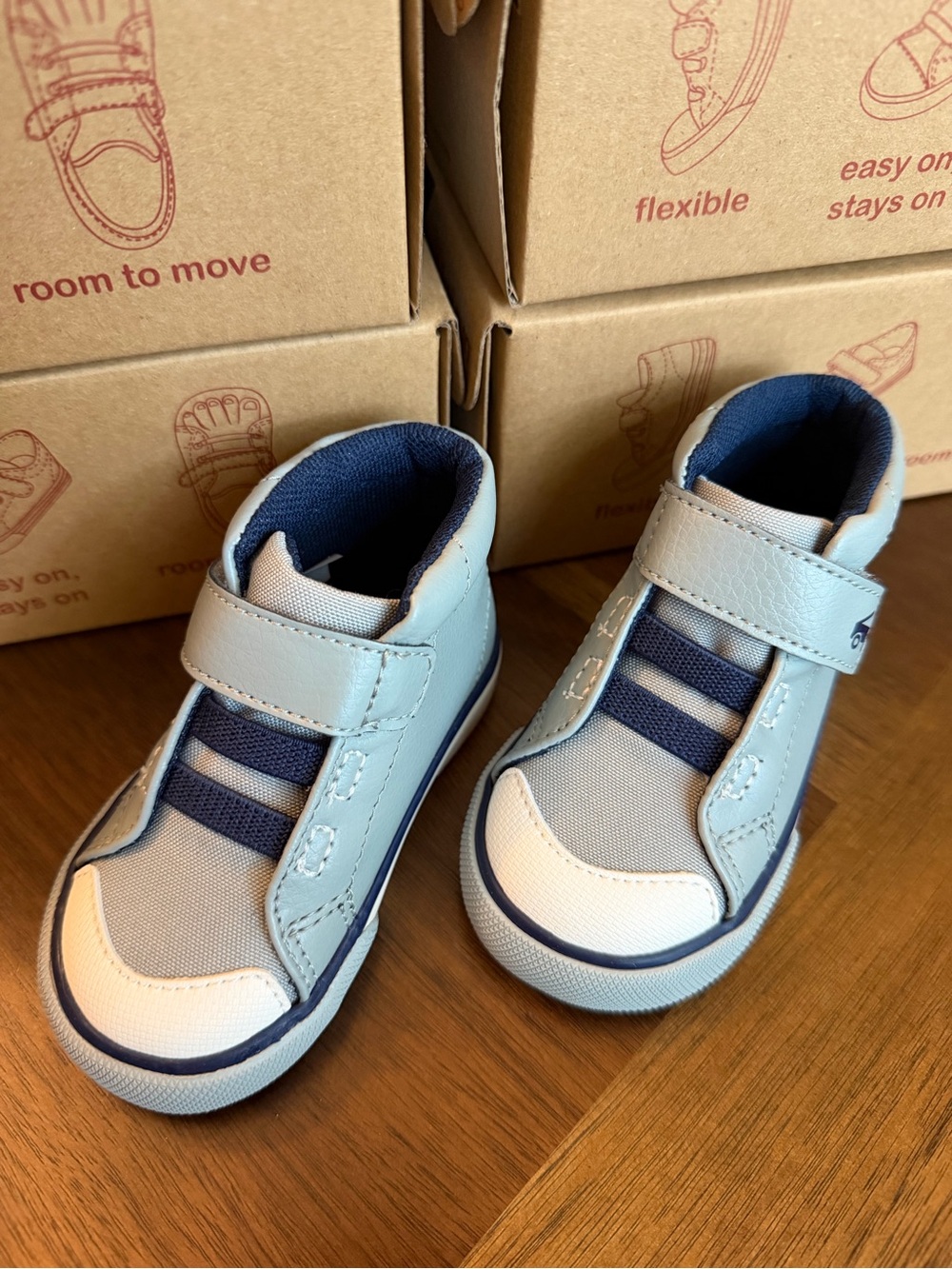 See Kai Run Light Blue and Navy High-Top Sneakers for Kids